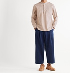 11.11/eleven eleven - Grandad-Collar Striped Slub Cotton Shirt - Neutrals