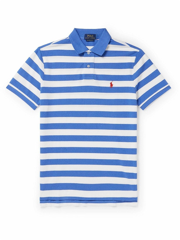 Photo: Polo Ralph Lauren - Striped Cotton-Piqué Polo Shirt - Blue
