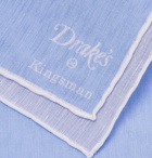 Kingsman - Drake's Linen and Cotton-Blend Pocket Square - Light blue