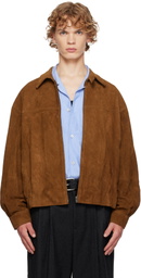 LE17SEPTEMBRE Brown Suede Zip Blouson Leather Jacket