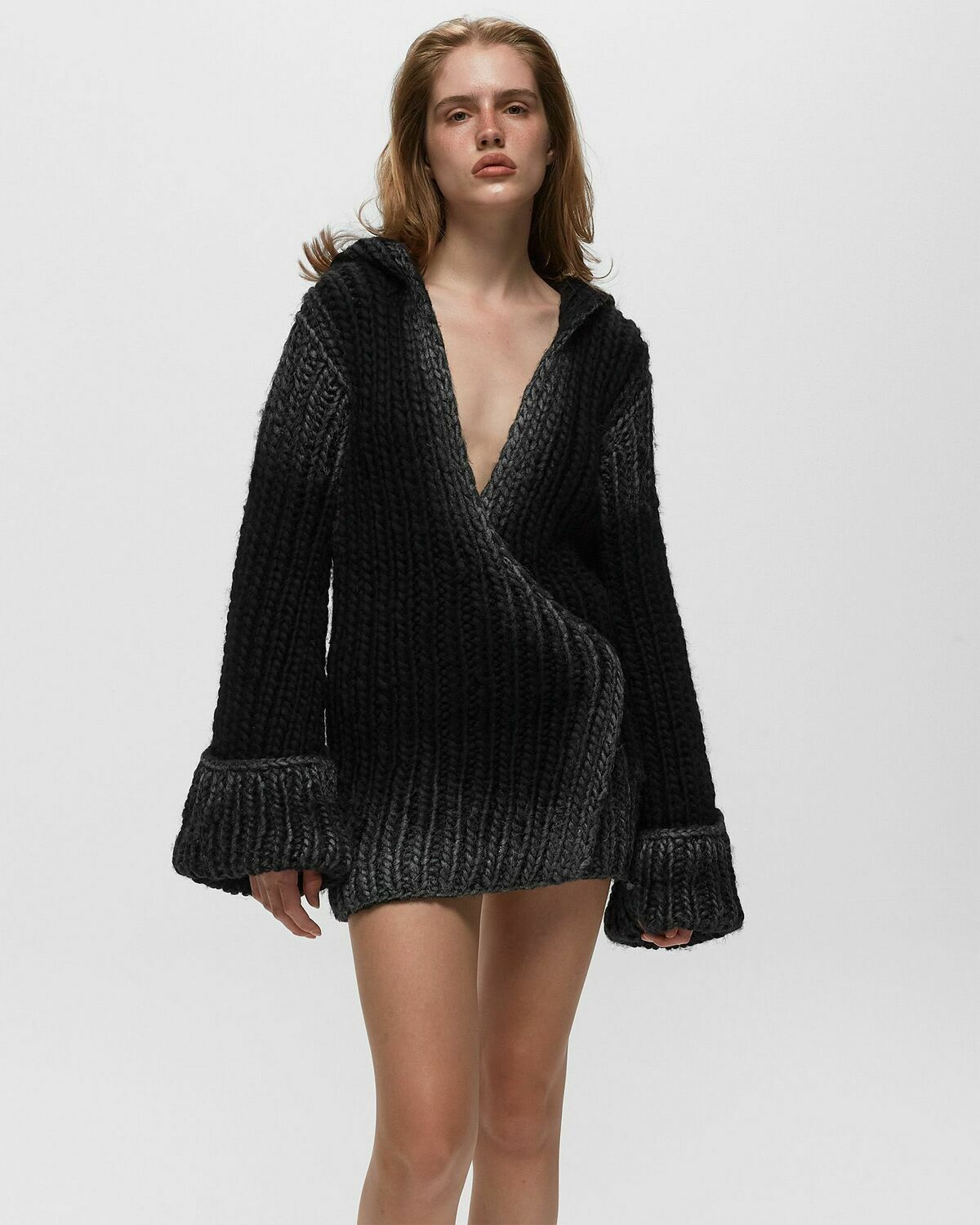 Misbhv Bulky Wax Hooded Knitted Dress Black Dresses MISBHV Misbhv Bulky Wax Hooded Knitted Dress Black Dresses MISBHV