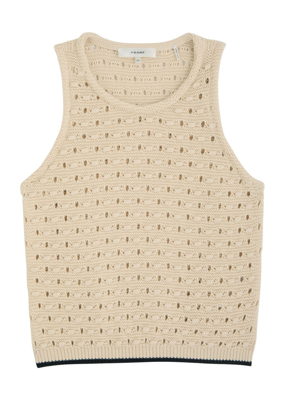 Photo: Frame The Bauble Open-knit Tank Cream