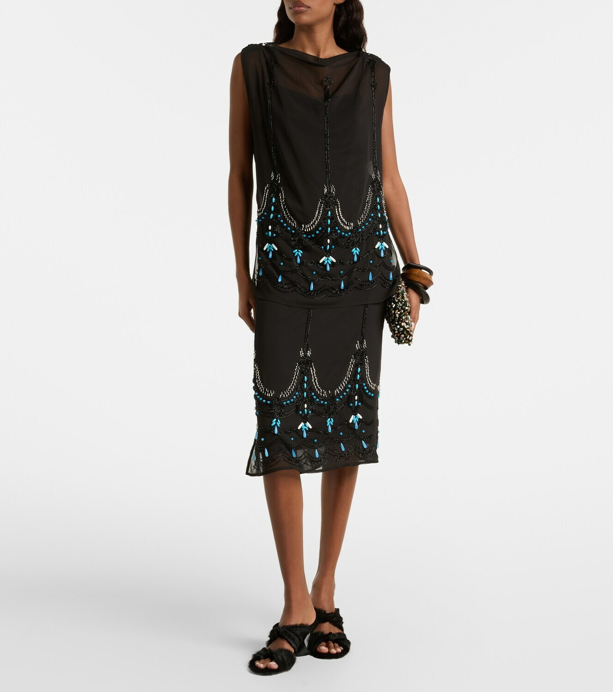 Xu Zhi Beaded jersey midi skirt