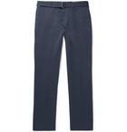 Officine Generale - Navy Paul Garment-Dyed Cotton and Linen-Blend Trousers - Blue