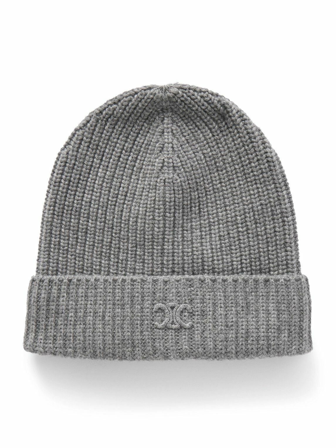 CELINE - Logo-Embroidered Ribbed Cashmere Beanie Celine