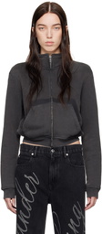 alexanderwang.t Gray Cropped Zip-Up Sweater