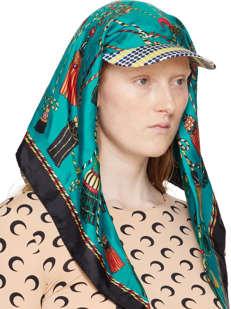 帽子 SILK SCARF CAP/ NAVY Marine Serre Green & Navy Regenerated Silk Scarves Veiled