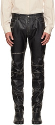 MM6 Maison Margiela Black Distressed Leather Pants