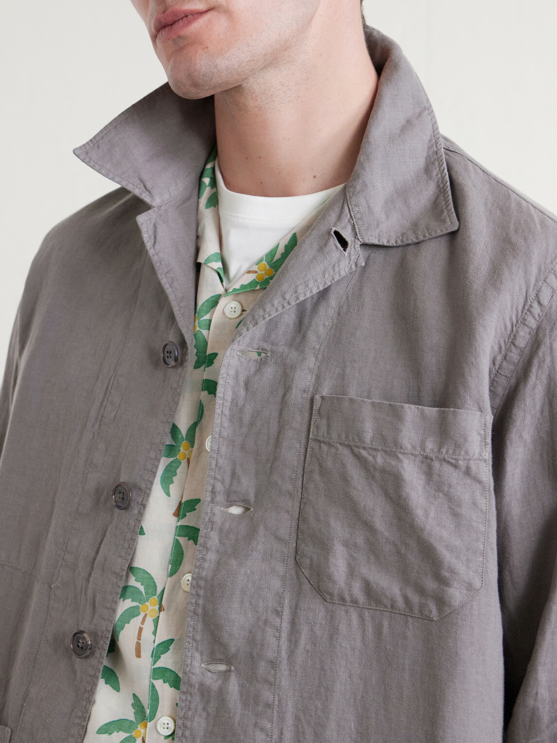 Hartford - Perry Linen and Cotton-Blend Woven Jacket - Gray