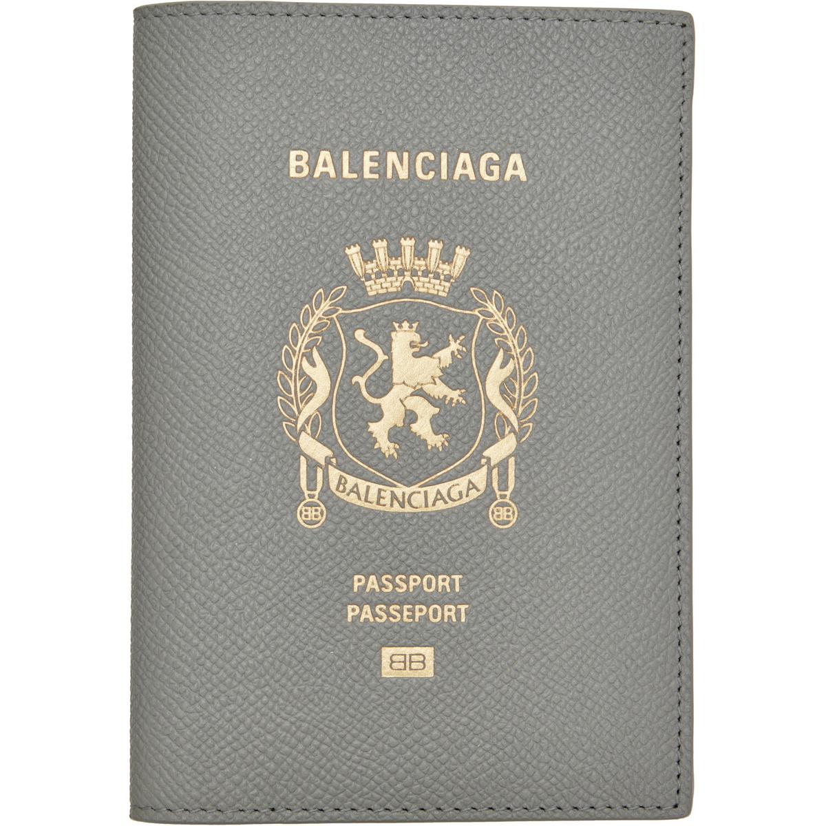 Balenciaga Gray Logo Passport Holder