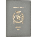 Balenciaga Gray Logo Passport Holder