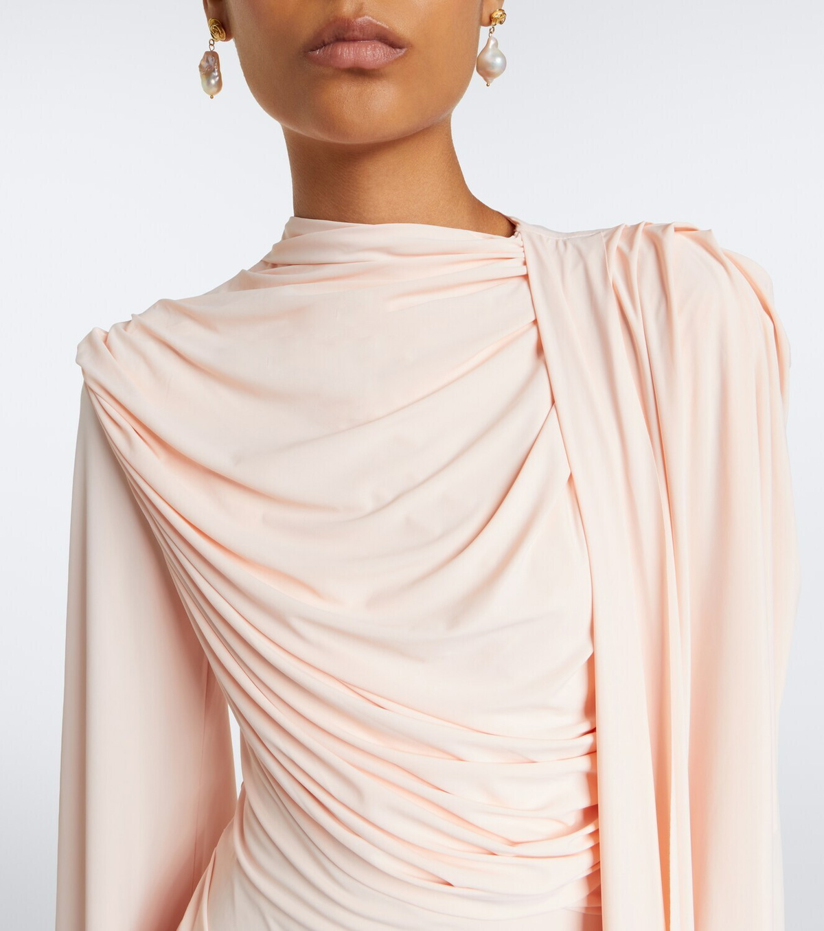 De La Vali Perisa draped caped jersey maxi dress