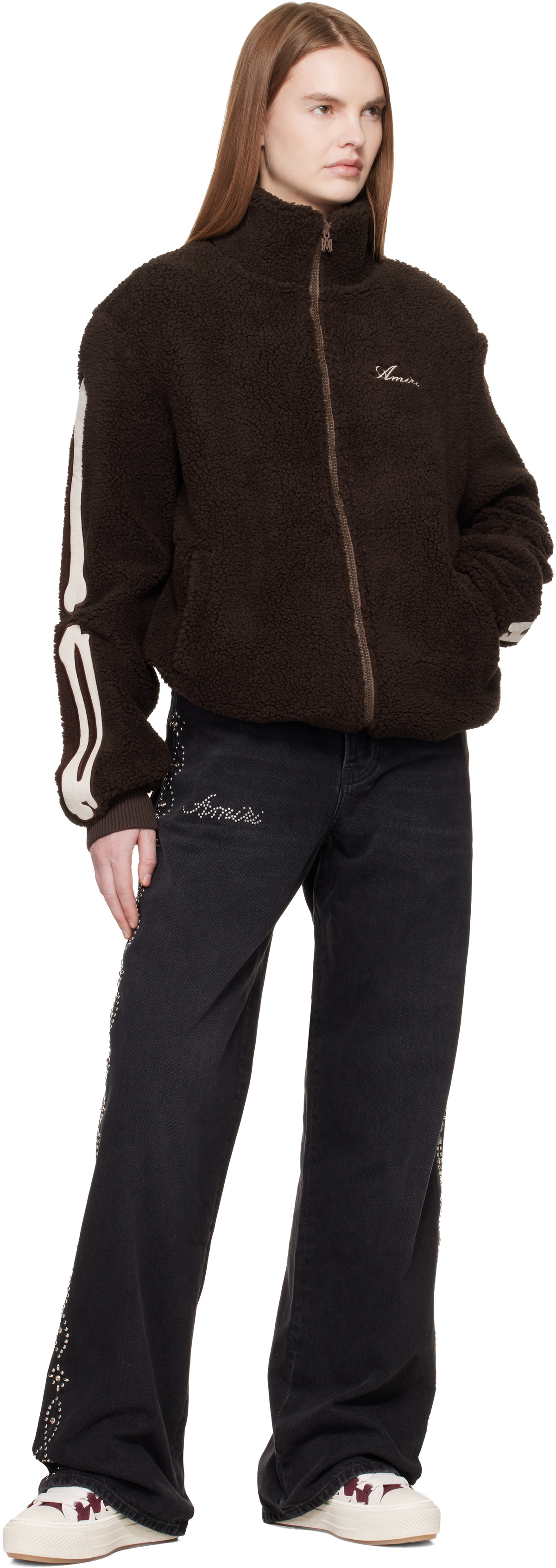 AMIRI Brown Bones Fleece Jacket