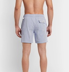 Hartford - Slim-Fit Mid-Length Striped Seersucker Swim Shorts - Blue