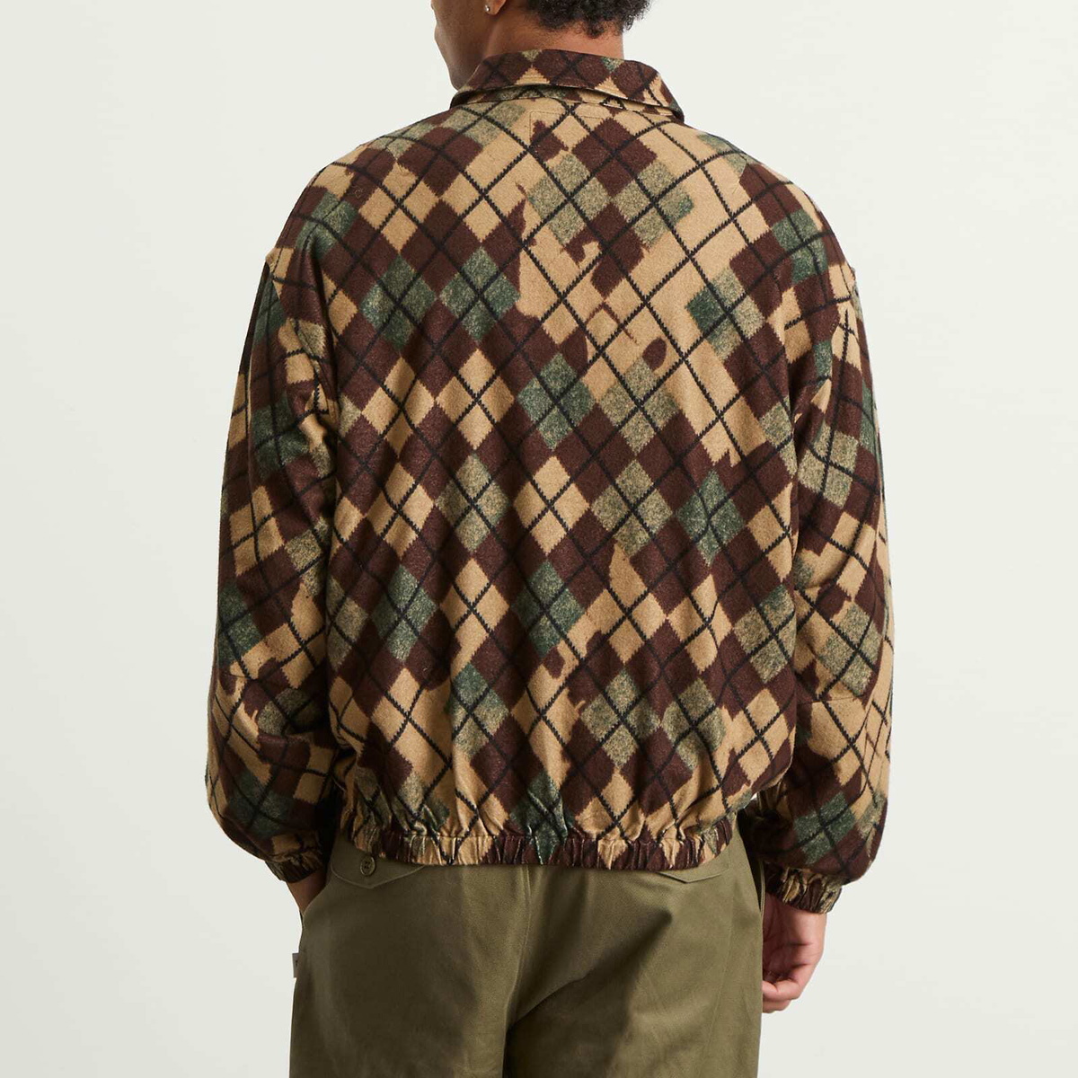 NOMARHYTHM TEXTILE Men's Argyle Zip Jacket in Brown