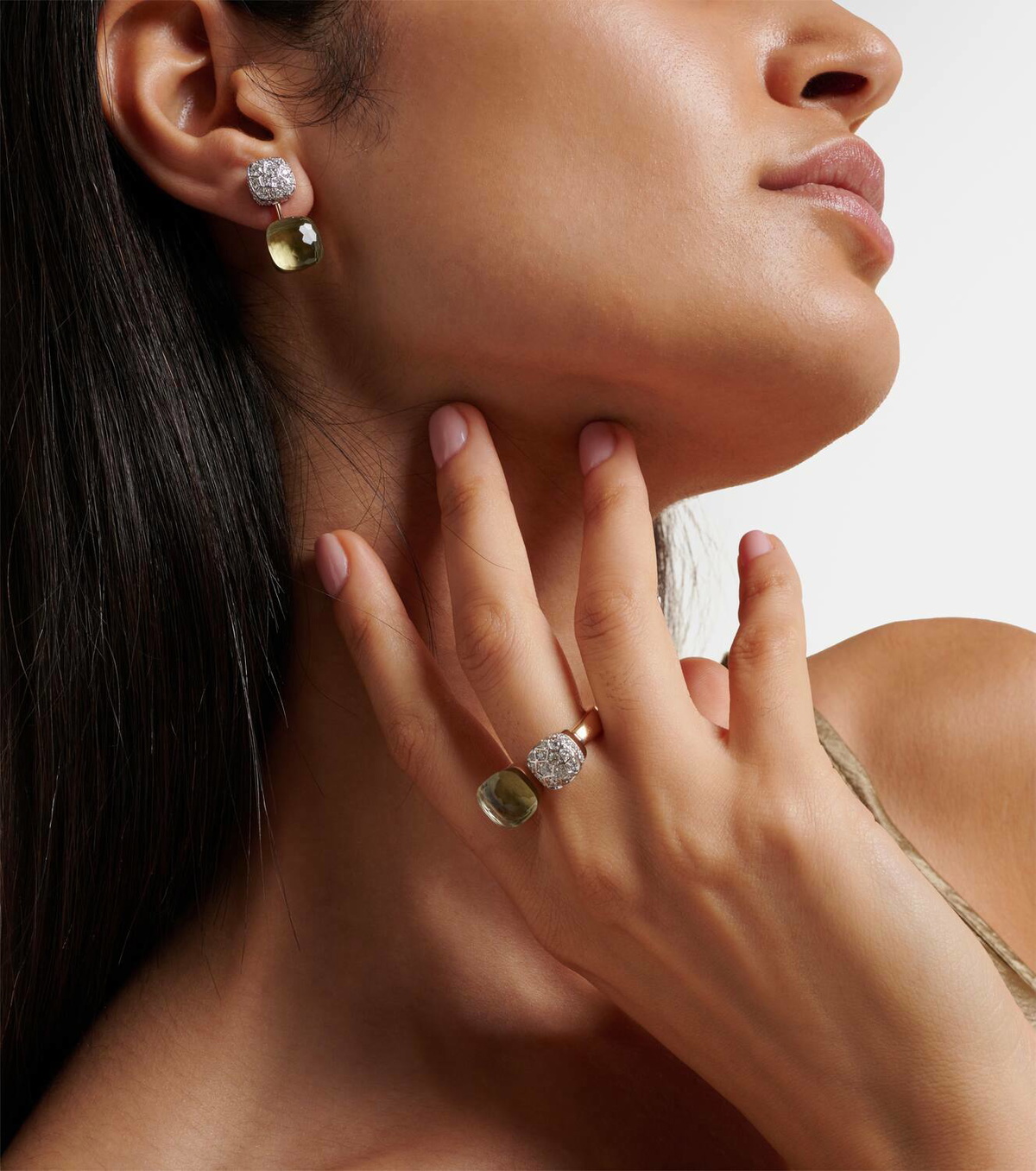 Pomellato Nudo 18kt rose and white gold earrings with prasiolites and diamonds