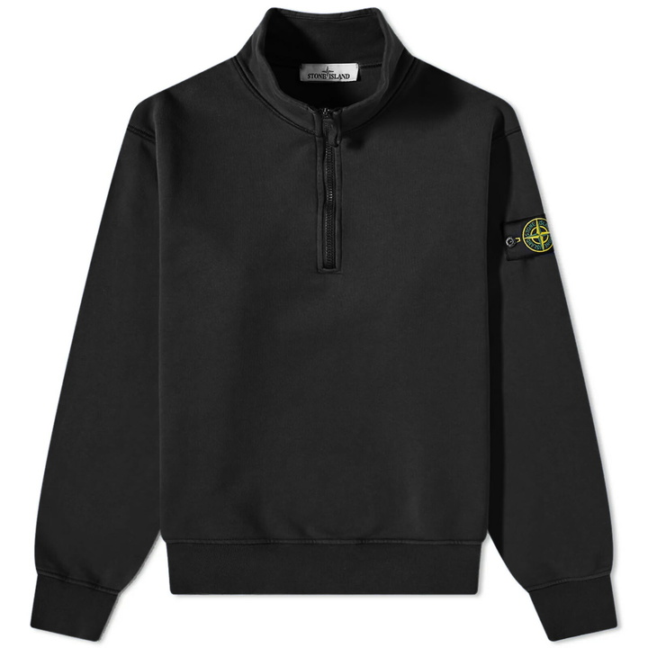 Photo: Stone Island Men's Garment Dyed Half Zip Sweat in Black