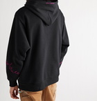 WTAPS - Drifters Embroidered Mélange Fleece-Back Cotton-Blend Jersey Hoodie - Black