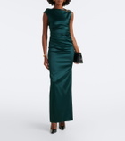 Max Mara Ruched embellished satin cocktail dress