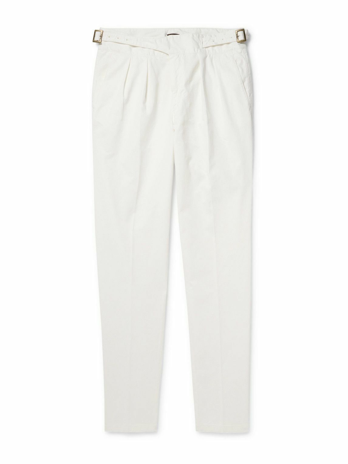 Rubinacci - Manny Straight-Leg Pleated Cotton-Twill Trousers - White