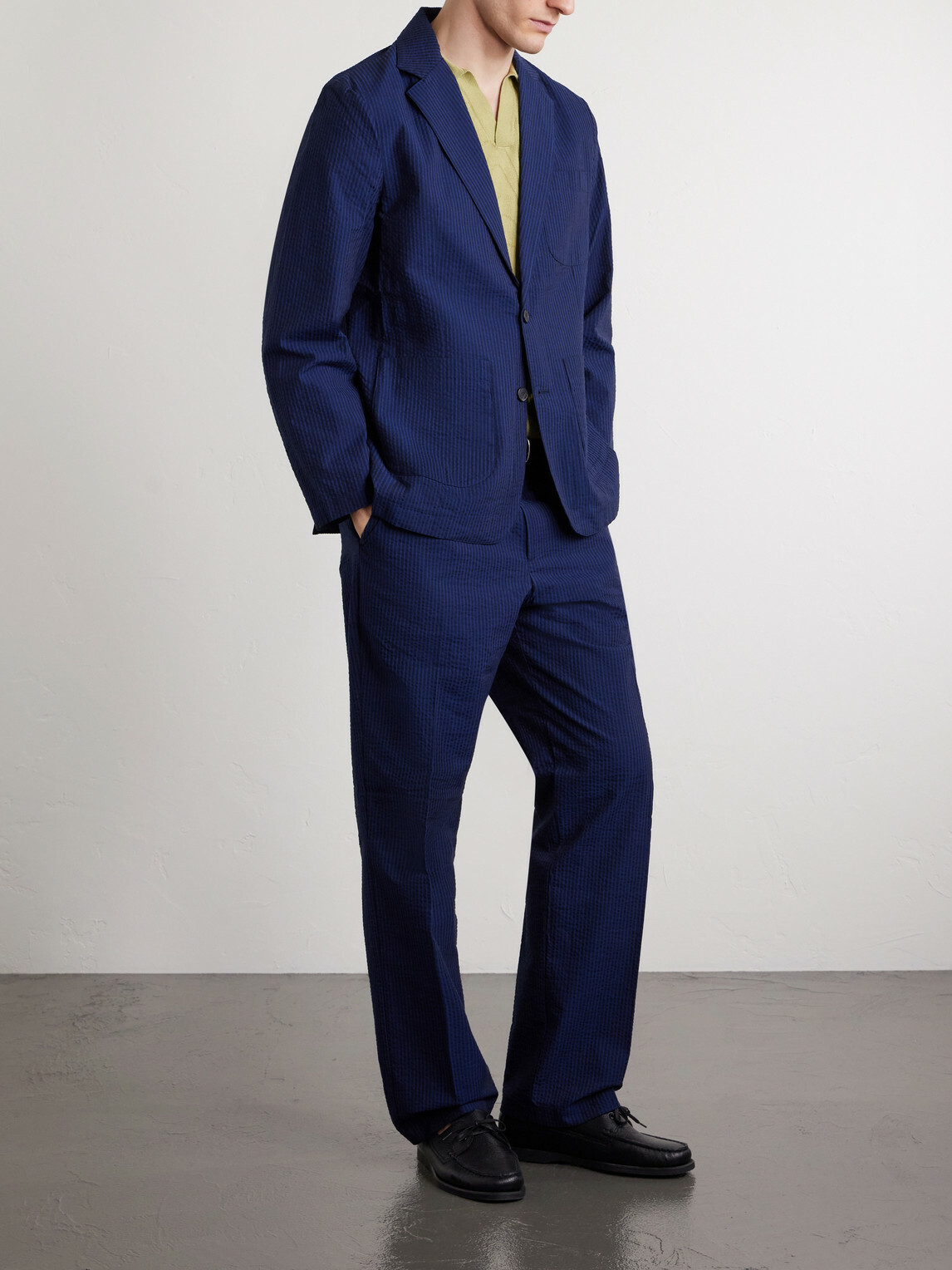Portuguese Flannel - Atlantico Organic Cotton-Seersucker Suit Jacket - Blue