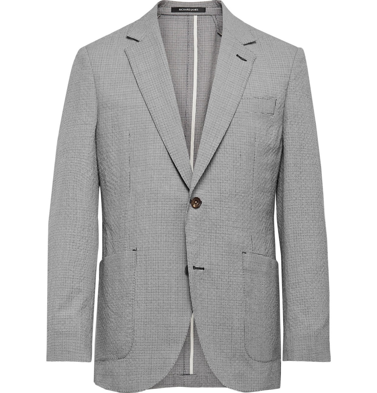 Kane Italian Luxury Slim Navy Puppytooth Suit Jacket