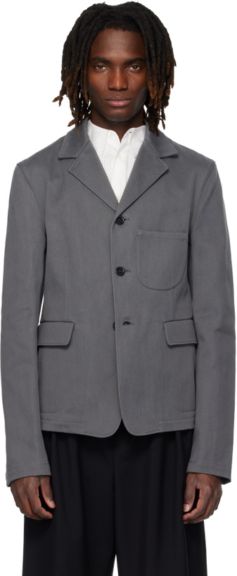 Photo: Rier Gray Notched Lapel Denim Blazer