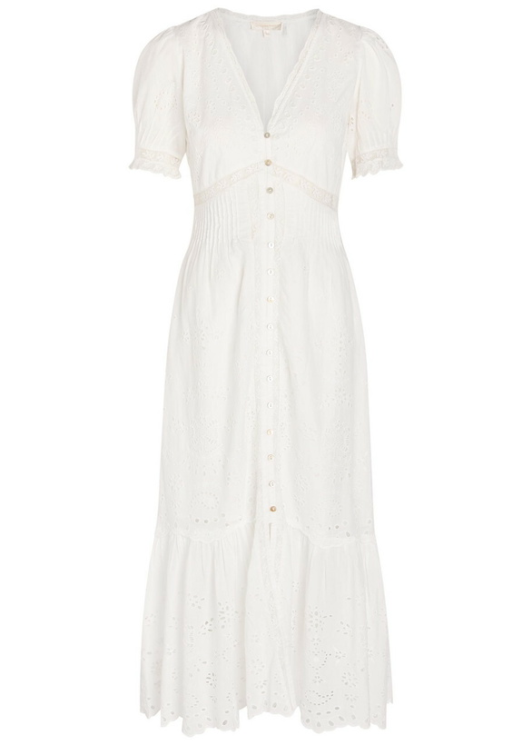 Photo: Loveshackfancy Tarragon Embroidered Cotton Midi Dress White