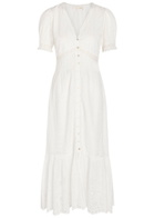 Loveshackfancy Tarragon Embroidered Cotton Midi Dress White