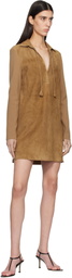 TOM FORD Tan Lamb Suede Interlock Knit Polo Minidress