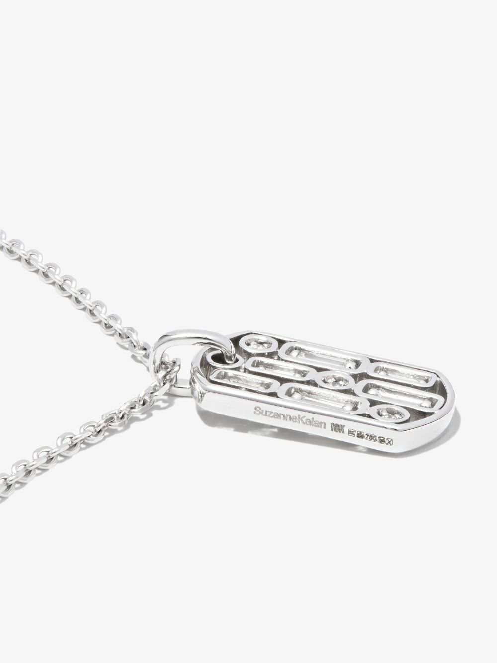Suzanne Kalan 18K White Gold Diamond Tag Necklace