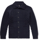 J.Crew - Cable-Knit Donegal Merino Wool-Blend Cardigan - Blue