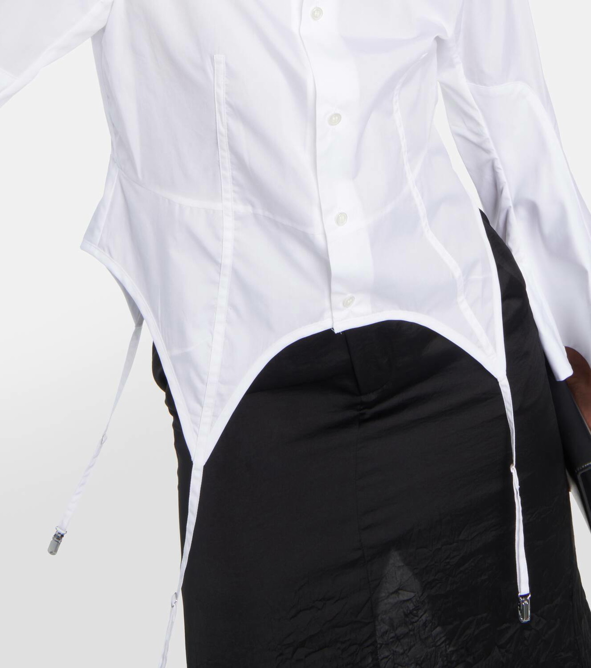 noir kei ninomiya 襟付きホワイトTシャツ S Noir Kei Ninomiya: Women's Tulle Sleeve T-Shirt (White