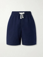 Drake's - Straight-Leg Cotton Drawstring Shorts - Blue