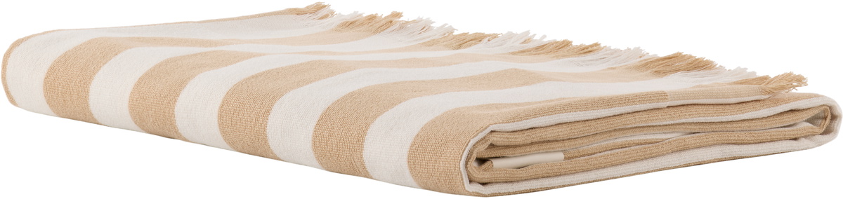 Tekla Off-White & Tan Striped Beach Towel