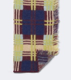 Dries Van Noten Checked fringed wool and alpaca-blend scarf