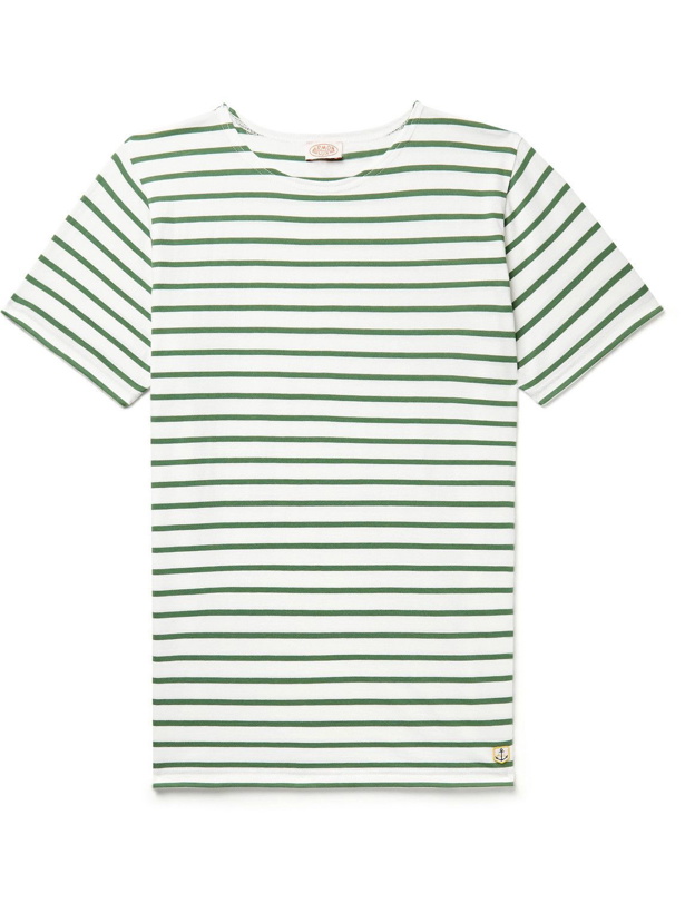 Photo: Armor Lux - Striped Cotton-Jersey T-Shirt - Green