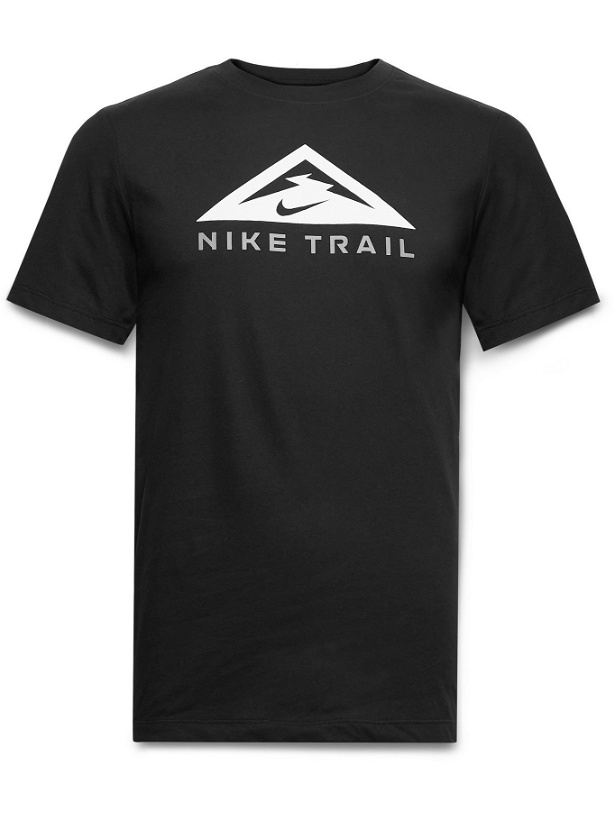 Photo: NIKE RUNNING - Trail Logo-Print Dri-FIT Cotton-Blend Jersey T-Shirt - Black - M