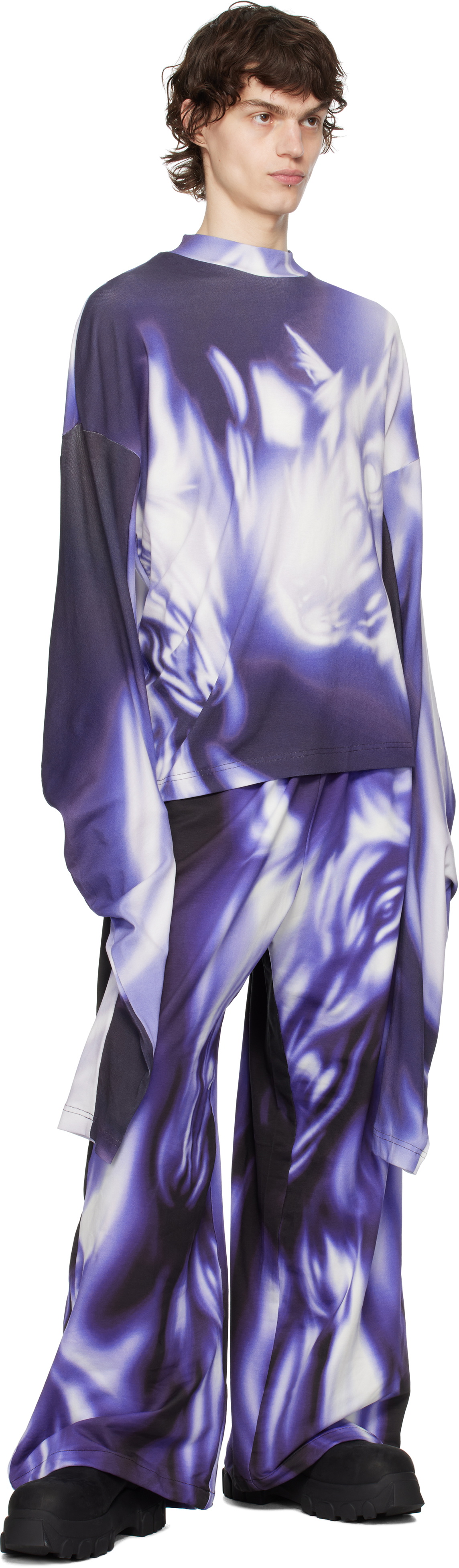 Gerrit Jacob Purple & White Printed Sweatpants