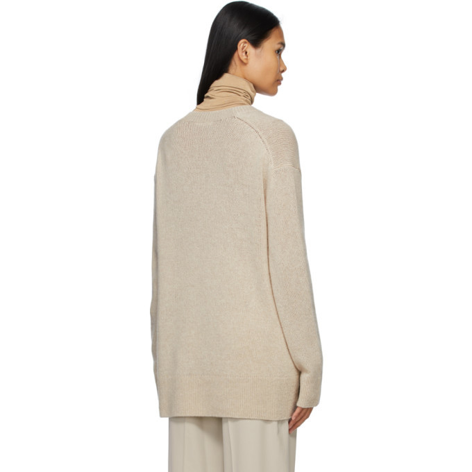 The Row Taupe Cashmere Baudelia V-Neck Sweater The Row