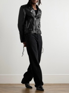 Balmain - Slim-Fit Belted Full-Grain Leather Biker Jacket - Black