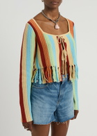 Kitri Taylor Striped Crochet-knit Cardigan Multicoloured
