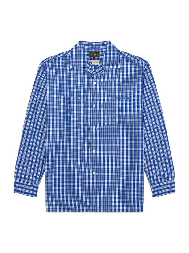 Photo: Beams Plus - Camp-Collar Checked Cotton Shirt - Blue