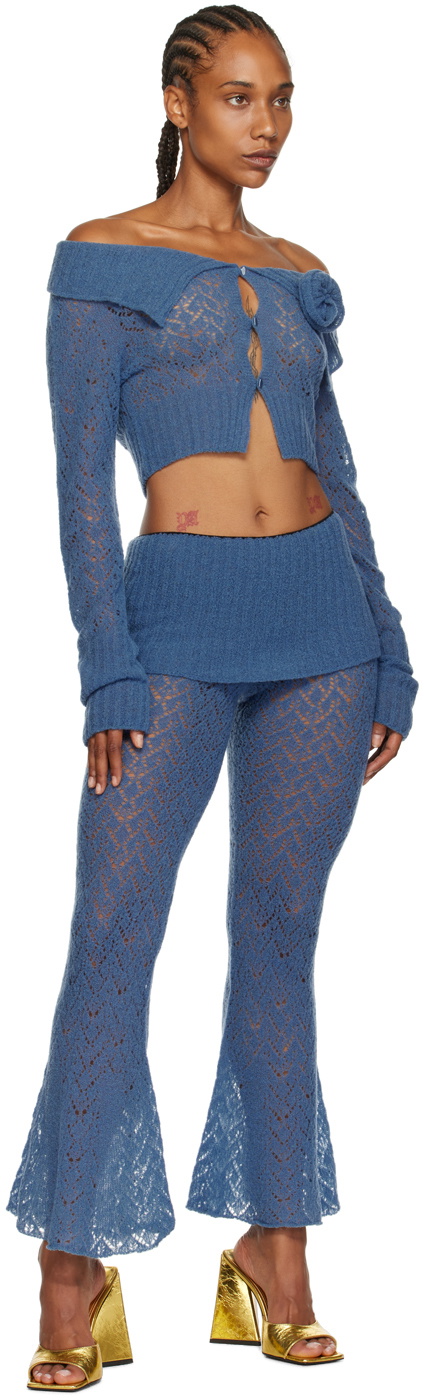 JUNEYEN Blue Hollow Out Cardigan
