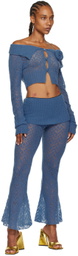 JUNEYEN Blue Hollow Out Cardigan