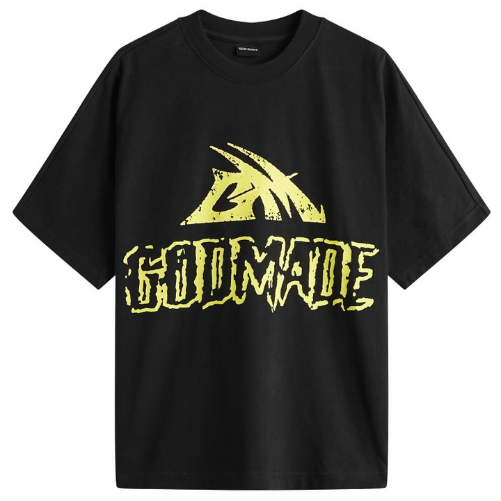 Photo: God Made Men's GM Neon Logo T-Shirt in Black