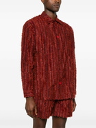 Labrum London Red Fringed Velvet Long-Sleeve Shirt