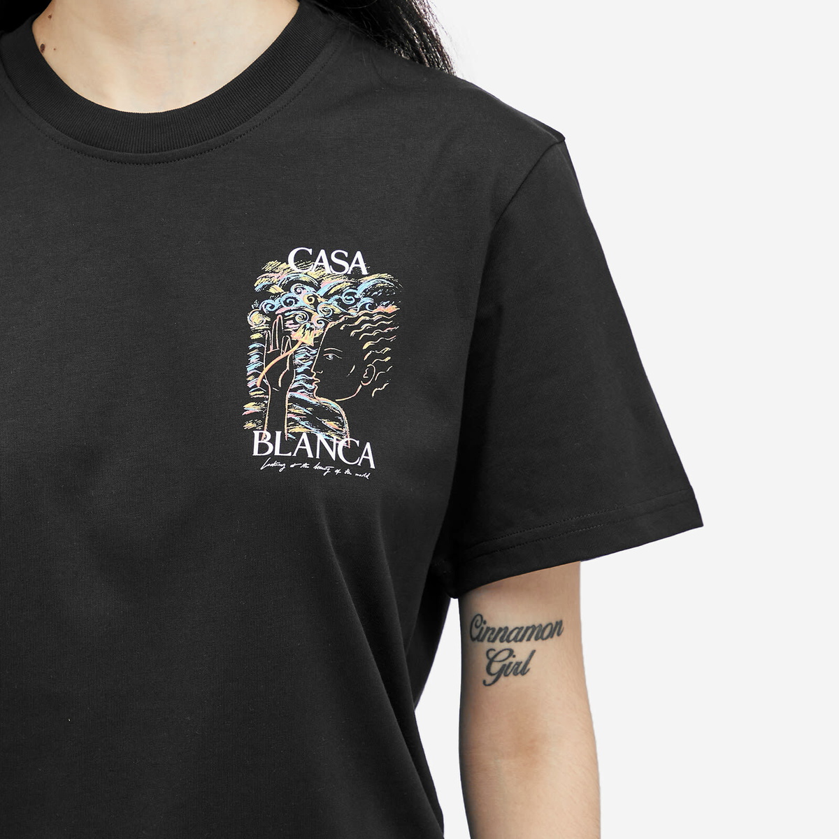 Casablanca Women's Mushroom Goddess Printed T-Shirt in Black