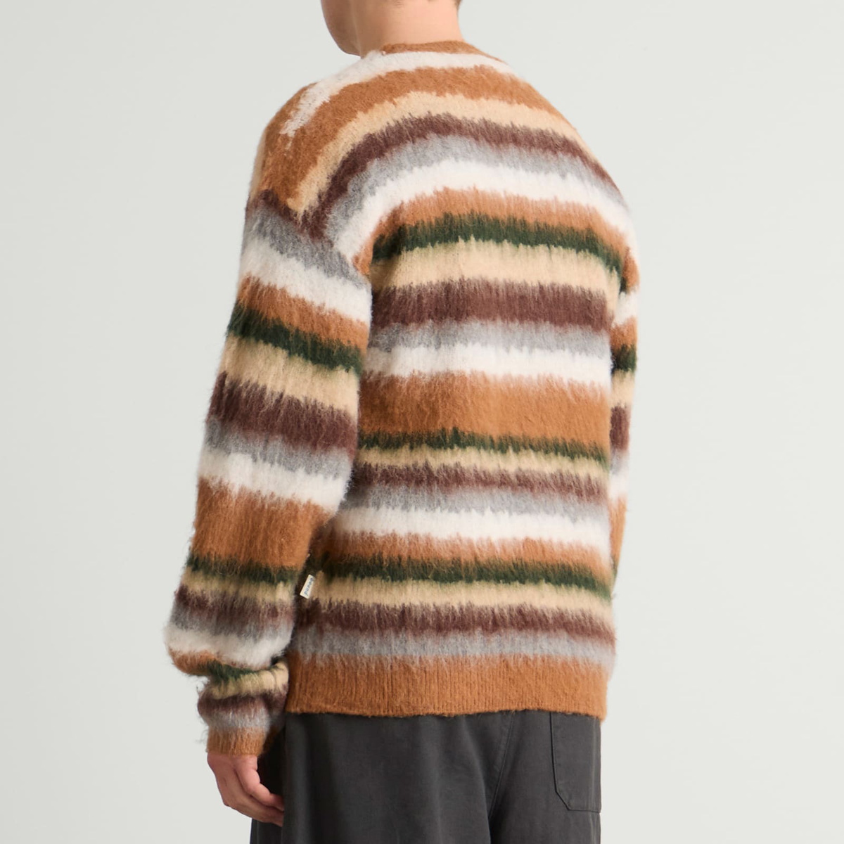 Bound Men's Alpaca Brushed Stripe Jumper in Tan Multi