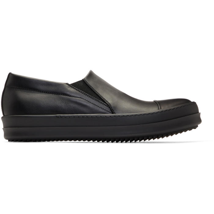 Photo: Rick Owens Black Boat Slip-On Sneakers